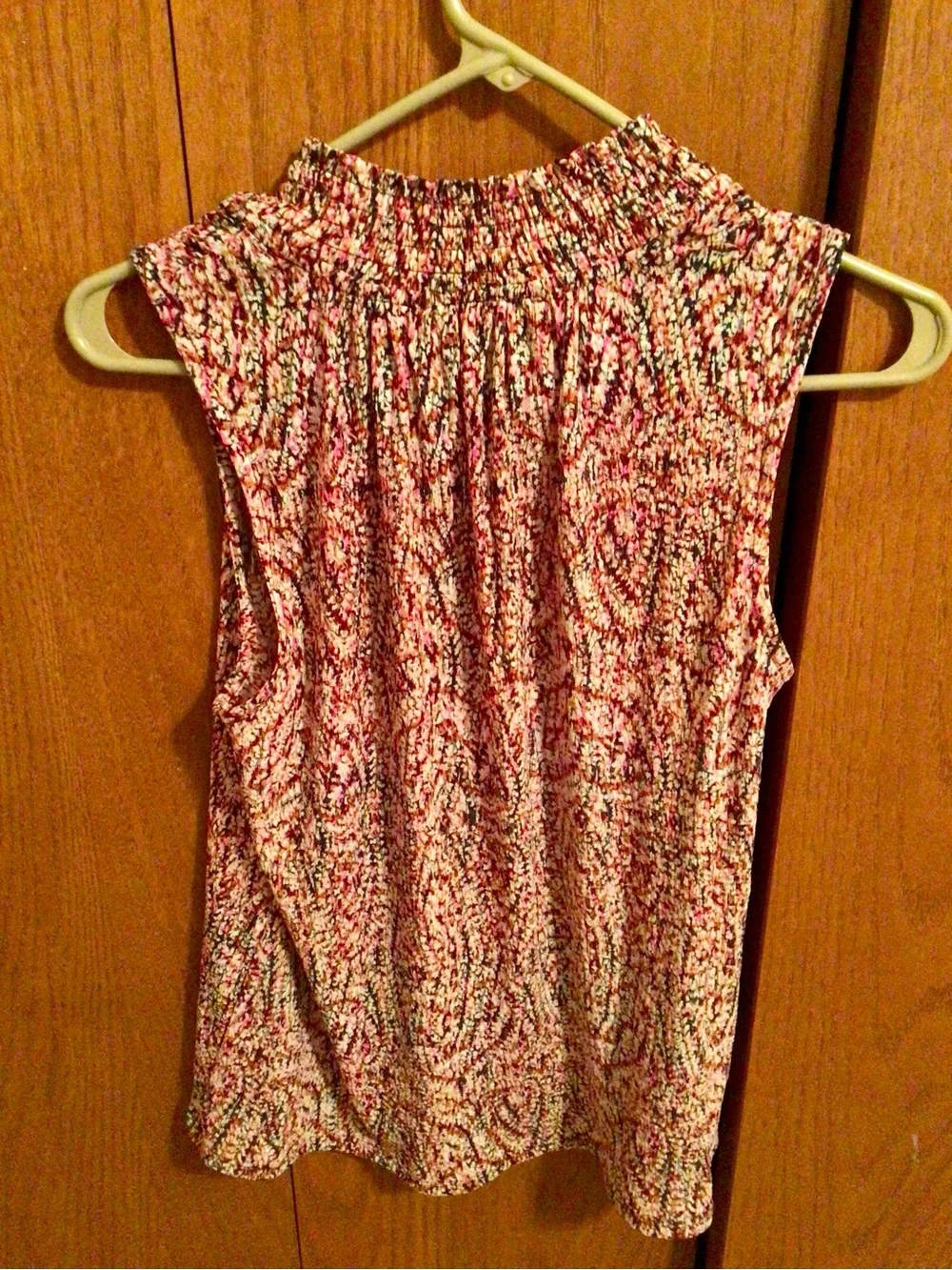 Liverpool Pink Multi-Print Sleeveless Smocked Neck Tank